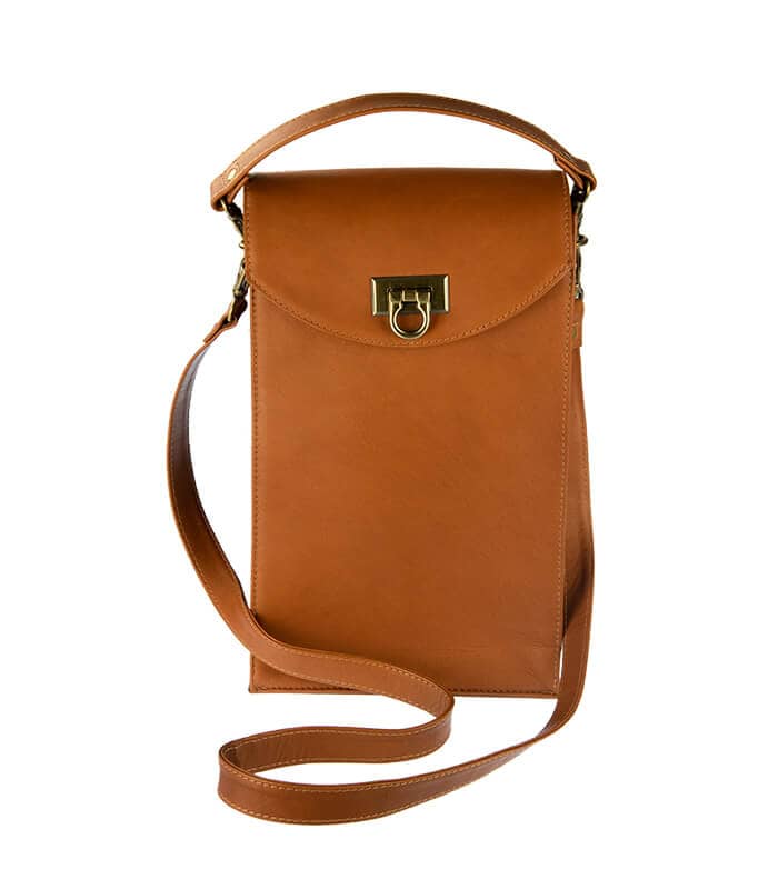 leather wine tote