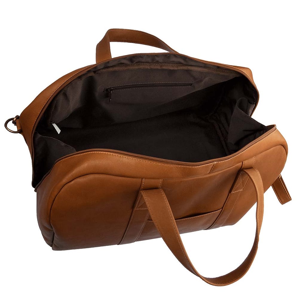 A leather bag with internal pockets