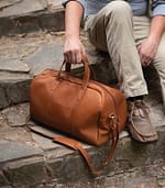 Small Weekender Leather Duffle Bag