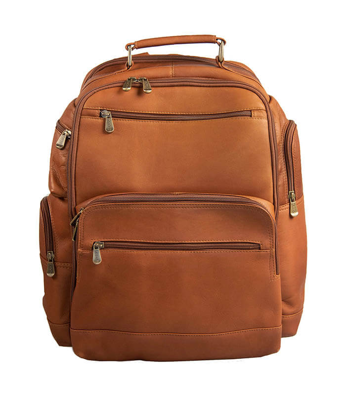 Leather travel backpack