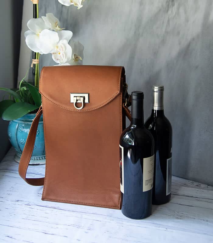 Leather wine tote