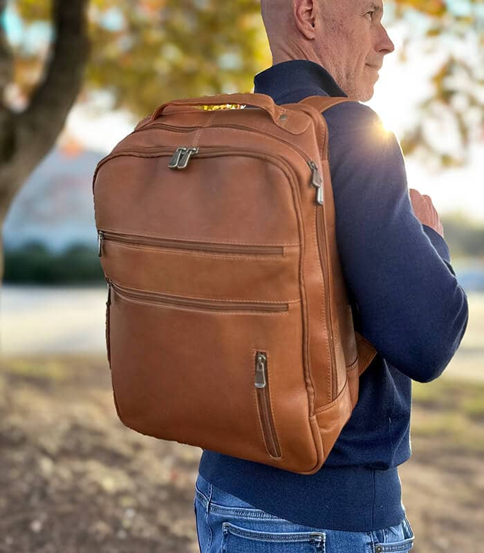 Travel leather backpack