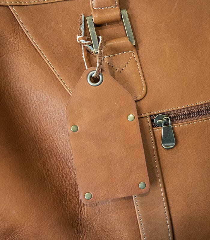 Leather hang tag